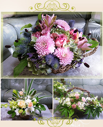 生花フレッシュフラワーアレンジメントコース作品